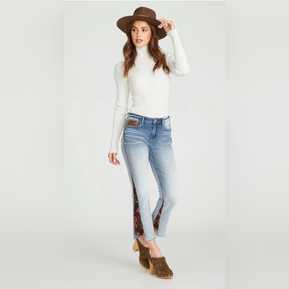 Driftwood Indie Crop Boot - St Lucia Jeans Womens Size 26 Floral Inset